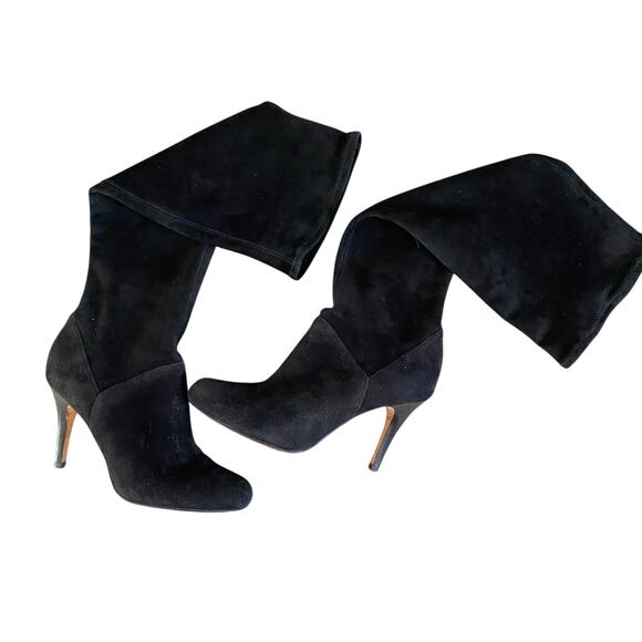 Cole Haan Spike Heel Knee High Sock Boots Sz 7.5 Black Stretch Suede Nike Air - Picture 11 of 12